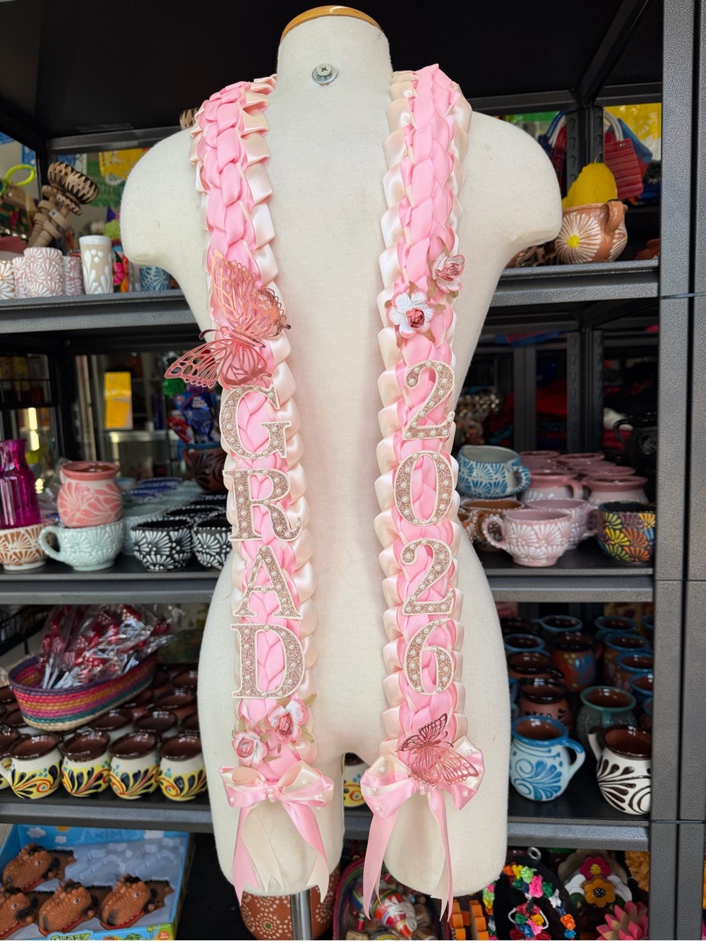 Personalized Graduation Ribbon Lei 2026  Pink - Picture 5 of 6